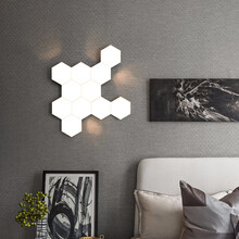 VVS美学灯 抖音网红黑科技智能LED人体感应壁灯客厅六边形触摸蜂巢拼接组合卧室创意灯具 白色11片装白光（带电源）