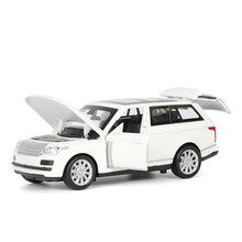 汽车模型儿童玩具车模合金仿真车可开门声音灯光回力车儿童生日礼物 路虎新款揽胜-白色