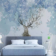 蓝鱼（LANYU）8D立体北欧麋鹿墙布壁画电视背景墙壁纸客厅卧室沙发雪地森林墙纸 加厚整张-无纺布