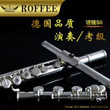 罗菲（ROFFEE）长笛17开闭孔两用镍银长笛18K镀金一体箍S6专业乐团考级演奏长笛 镀银S6