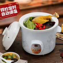 龙兴发全自动家用电炖锅紫砂熬煮粥锅煲粥煨汤锅养生煲汤锅陶瓷电砂锅隔水炖盅迷你电炖盅炖汤盅低功率精炖 白瓷陶瓷盖预约定时款 5L 适合5-6人