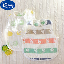 【春新品】迪士尼0-3岁小孩吃饭用的婴儿围嘴宝宝纯棉6层纱布口水巾吃饭围兜小孩大号饭兜秋冬口水兜 2件装)大围嘴 兔头+柠檬 均码