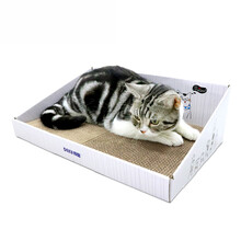 猫抓板猫窝 彩盒磨爪器猫爪板  耐磨不掉屑磨爪纸盒猫玩具 奶白彩盒套装