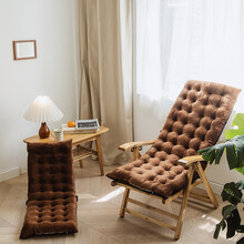 冬季加厚毛绒加长躺椅垫办公室学生一体坐垫靠垫通用海棉垫餐椅子座垫大号痔疮电脑椅垫 【躺椅垫】-咖色50*125cm 加厚款