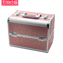 万物之源化妆品收纳盒多层专业化妆箱包大容量 手提美容美甲工具箱 纹绣师工具箱便携式拉杆箱美容用品 740铝箱-闪玫