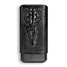 CIGARLOONG茄龙雪茄套牛皮革内衬雪松木醇化保湿套旅行便携三支装CLH-0053 黑色