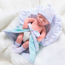 仿真娃娃毛绒玩具婴儿女孩全软胶洋娃娃逼真睡眠会说话唱歌的重生假娃娃公仔玩偶 275-4闭眼 蓝抱被（男娃） 彩盒装+248声版