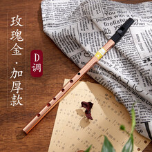 哨笛锡笛C调 笛子竖笛直笛长笛初学者 锡哨风笛乐器 【玫瑰金-加厚款】D调