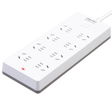 得力（deli）1个（灰色）插座/插排/插线板/接线板/排插/拖线板 新国标 8位3米 总控开关 18320（03）