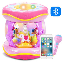 活石 宝宝手拍鼓儿童音乐早教机故事机拍拍鼓婴儿益智玩具六一儿童节礼物 【升级蓝牙版+内置415个早教内容】加大号木马粉色