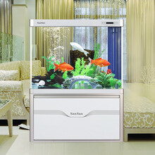 森森大中型鱼缸水族箱高缸玻璃生态落地下过滤底滤客厅鱼缸 0.8米36宽 缸高922靠墙款（黑白灰红）送礼包