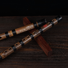 正音堂 笛子乐器专业演奏黑色扎线紫竹笛子 双节白铜竹笛横笛 双接紫竹F调