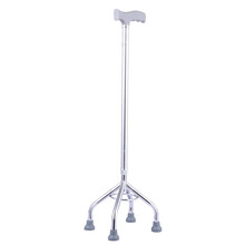 国康 四脚拐杖铝合金可调节拐棍老人四脚拐 稳定型加厚铝合金可调节四脚拐杖 老人四角拐杖 老年 银白圆四角拐杖