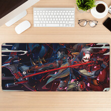 黑狼（Black Wolf）鼠标垫超大加厚锁边动漫风游戏键盘垫定制订做男女个性办公电脑桌垫 半藏源氏 300x800x2mm