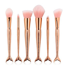 6支大鱼尾化妆刷套刷 腮红刷粉底刷眼影刷 软毛ins初学者可爱少女网红 金色