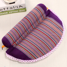 圆枕头枕头健康单人颈椎枕头荞麦枕头大人花睡神 姜黄色 荞麦枕小花边紫色