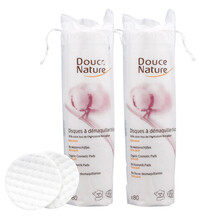 柔舒然Douce Nature法国原装进口欧盟有机纯棉上妆卸妆拍水化妆棉柔软不刺激 80片*2包优惠装