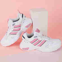 阿迪达斯 （adidas）女鞋新款运动鞋舒适轻便透气休闲鞋缓震跑步鞋 FY8613白色粉色 36