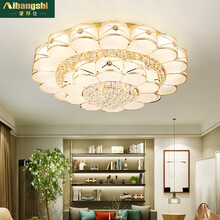 爱邦仕 客厅水晶灯圆形欧式奢华大气led吸顶灯卧室餐厅书房灯复式楼别墅套装组合三房二厅成套灯具灯饰 80CM 双层 三色光+遥控