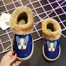 童鞋 女童冬鞋秋冬新款儿童大中小童棉鞋宝宝毛绒保暖软底pu皮卡通耐磨包根棉 【675】宝蓝 19码/鞋子内长约12.5厘米