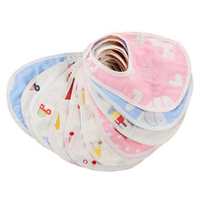 口水巾婴儿童宝宝围嘴加厚纯棉六层纱布用品夏天吸水围兜花瓣圆形360度旋转新生儿幼儿小毛巾方巾 U型5条装 女宝宝花色搭配