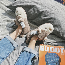 新款子棉拖鞋女包跟麋鹿可爱卡通儿童家居棉鞋冬保暖毛绒棉拖男 咖啡男 260（适合37-38码）