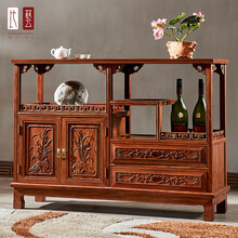 比艺红木家具非洲花梨（学名：刺猬紫檀）中式餐边柜多功能茶水柜橱碗柜实木储物柜置物柜沙发边柜收纳柜 餐边柜尺寸:118*38*88(cm)