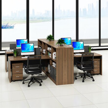 东沅本色办公桌组合套装职员工位桌电脑桌椅屏风卡位隔断桌办公家具现代简约财务桌椅柜组合财务桌电脑桌 单人位左高柜（ 深胡桃木色） 1.5米含柜椅