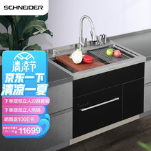 SCHNEIDER法国 家用集成水槽抽拉嵌入式洗碗机 一体式厨房全自动8套大容量 304不锈钢清洗烘干 单抽侧门JSC2