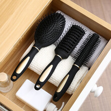 梳子男士吹头发宽齿造型油头飞机头排骨梳套装蓬松定发型 男女按摩背头专用防静电梳子三件套创意礼物 黑色三件套