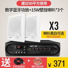 先科壁挂音响音箱室内无线蓝牙套装背景音乐公共广播商铺超市餐厅悬挂壁式天花吸顶服装奶茶店  数字蓝牙功放+15W壁挂喇叭3个（建议90平用）