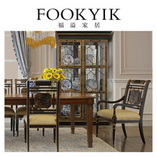 溢家居 FOOKYIK英吉利欧式餐椅复古靠背餐椅实木家用布艺电脑椅 单椅