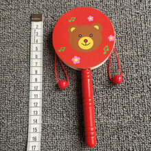 拔浪鼓 婴儿玩具卡通制玩具拨浪鼓 质手摇鼓摇铃0-1岁儿童宝宝早教 红熊拨浪鼓(约17cm)