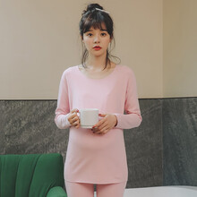 米度丽 孕妇秋衣秋裤套装怀孕期哺乳睡衣 产后秋装月子服孕妇保暖内衣套装 藕粉上衣 M码