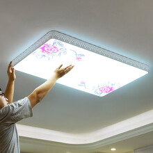 长歌客厅灯吸顶灯客厅大灯LED灯具2021新款现代简约大气超薄大厅吸顶灯客厅卧室灯组合灯具套餐 80x50cm三色光红牡丹