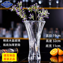 捷克BOHEMIA进口波西米亚水晶透明玻璃花瓶家居客厅台面摆件花瓶欧式 宝藏系列荷花瓶32cm