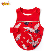 擒旗轻奢品牌高端品质童装肚兜新生儿红肚兜宝宝婴儿肚兜护肚春夏薄款纯棉儿童肚兜四季通用G15 红松鹤 59cm(S)