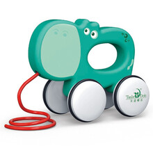 天恩嘟乐儿童早教益智拖拉玩具天利达手拉绳牵引学步走路动物 1-3岁男女小孩宝宝生日礼物 965-A3河马先生