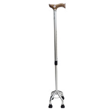 怡得 轻便铝合金拐杖 老人便携式拐棍 康复手杖 老年人可调节伸缩助行器 银色小四脚拐杖