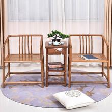 承古堂红木家具非洲鸡翅木（学名：非洲崖豆木）客厅座椅茶几小桌三件套实木新中式笔杆椅圈椅靠背椅TG 带抽茶几三件套