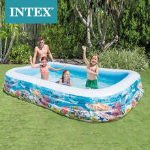 INTEX58485小黄鱼家庭泳池长方形戏水池游泳池海洋球池游乐儿童玩具305*183*56cm