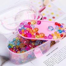 儿童串珠手工diy制作材料宝石玩具手链项链女孩穿珠礼物益穿珠子 手提盒亚克力珠饰套装款 送材料包