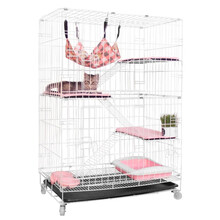 【送货上楼时效无忧】汪好佳 猫笼 加粗侧开门折叠猫笼子大号猫别墅便携双层三层四层猫舍猫窝猫咪用品 白色760#四层