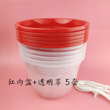 绿之梢 【顺丰发货】绿萝花盆塑料透明自动吸水懒人储水盆套接水培免浇水养蓄水底座厚挂钩 红内盆+透明透明储水盆 5套 18CM