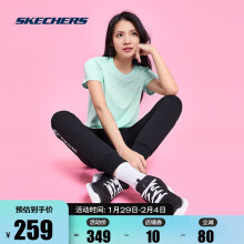 Skechers斯凯奇官方女款透气缓震运动轻便跑步鞋运动鞋 12615-BKW 黑/白 39