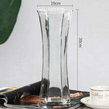 风信子 富贵竹花瓶 现代简约玻璃花瓶透明大号富贵竹百合水培鲜花插花装饰摆件六角瓶 六角平光款30厘米 大