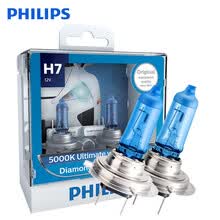 飞利浦(PHILIPS)蓝钻之光H7升级型汽车灯泡近光灯远光灯卤素灯2支装 色温5000K