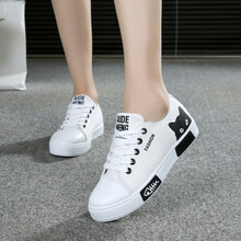沐琹12岁大童学生帆布鞋13小女孩子14女童板鞋15中大童10帆布鞋子运动 白色小猫偏小一码 B-6 35