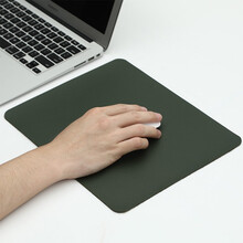 BUBM皮质纯色鼠标垫简约ins风格小清新 皮革鼠标垫PU皮办公桌防水可爱女生笔记本电脑垫男防滑垫子 单面-墨绿色 270x210mm