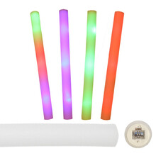 SunNovelty 普通海棉棒-海绵棒七彩 荧光棒泡沫 海绵电子荧光棒 七彩海绵发光棒演唱会荧光棒 混搭16个